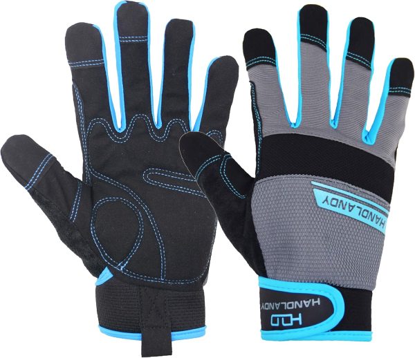 HANDLANDY Work Gloves Men & Women, Utility Mechanic Working Gloves Touch Screen, Flexible Breathable Yard Work Gloves (Medium, Grey) - Image 9